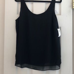 Double layer sheer black tank top